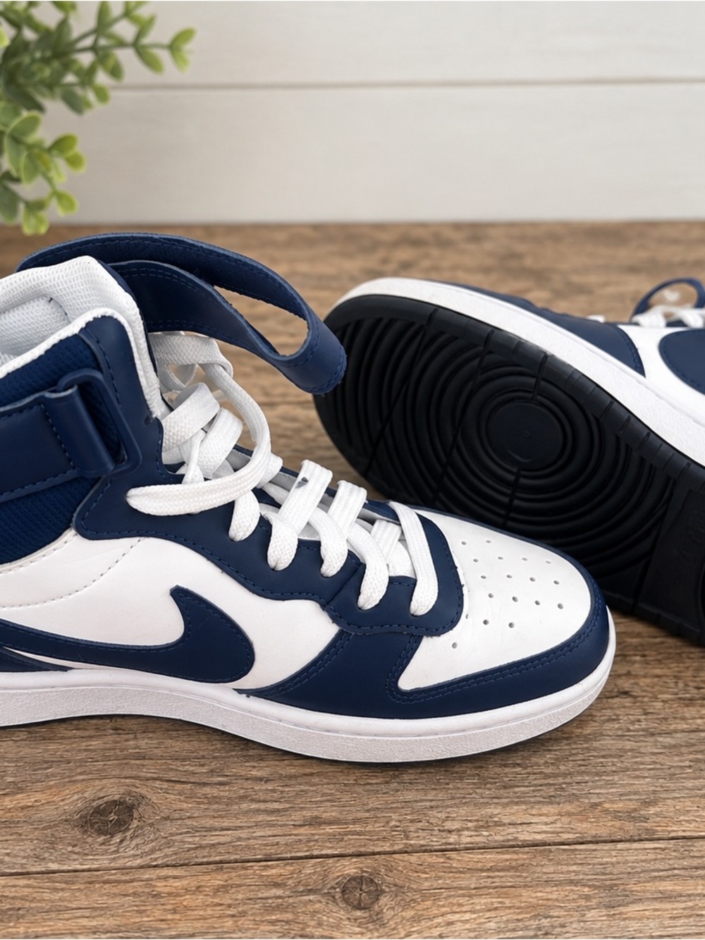 Nike Kids High-Top Sneakers in Navy and White